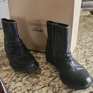 Clark Black Ankle Boots Size 8